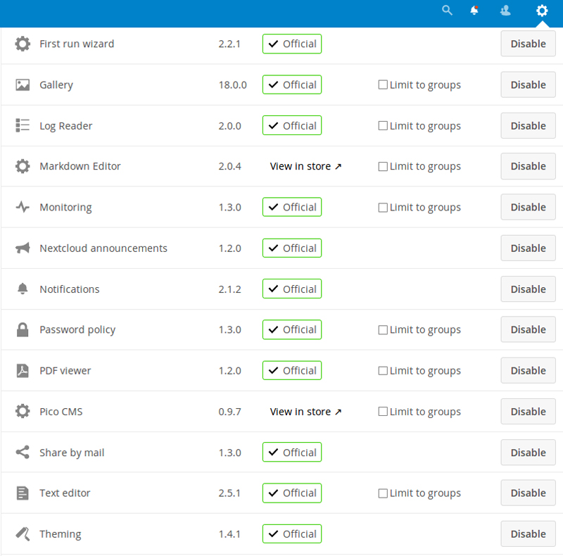 Nextcloud screen